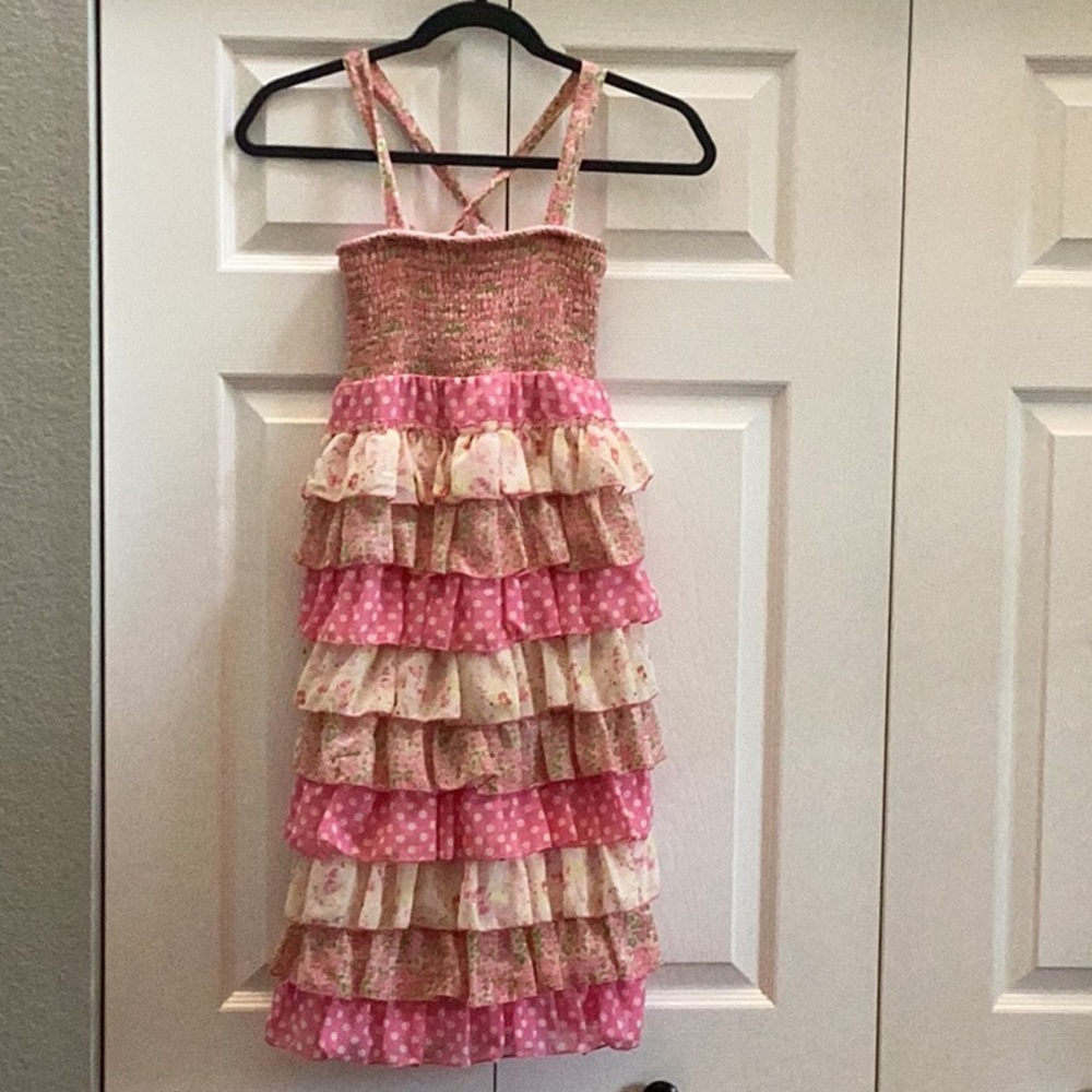 Girls 16 Justice Pink Ruffle Dress